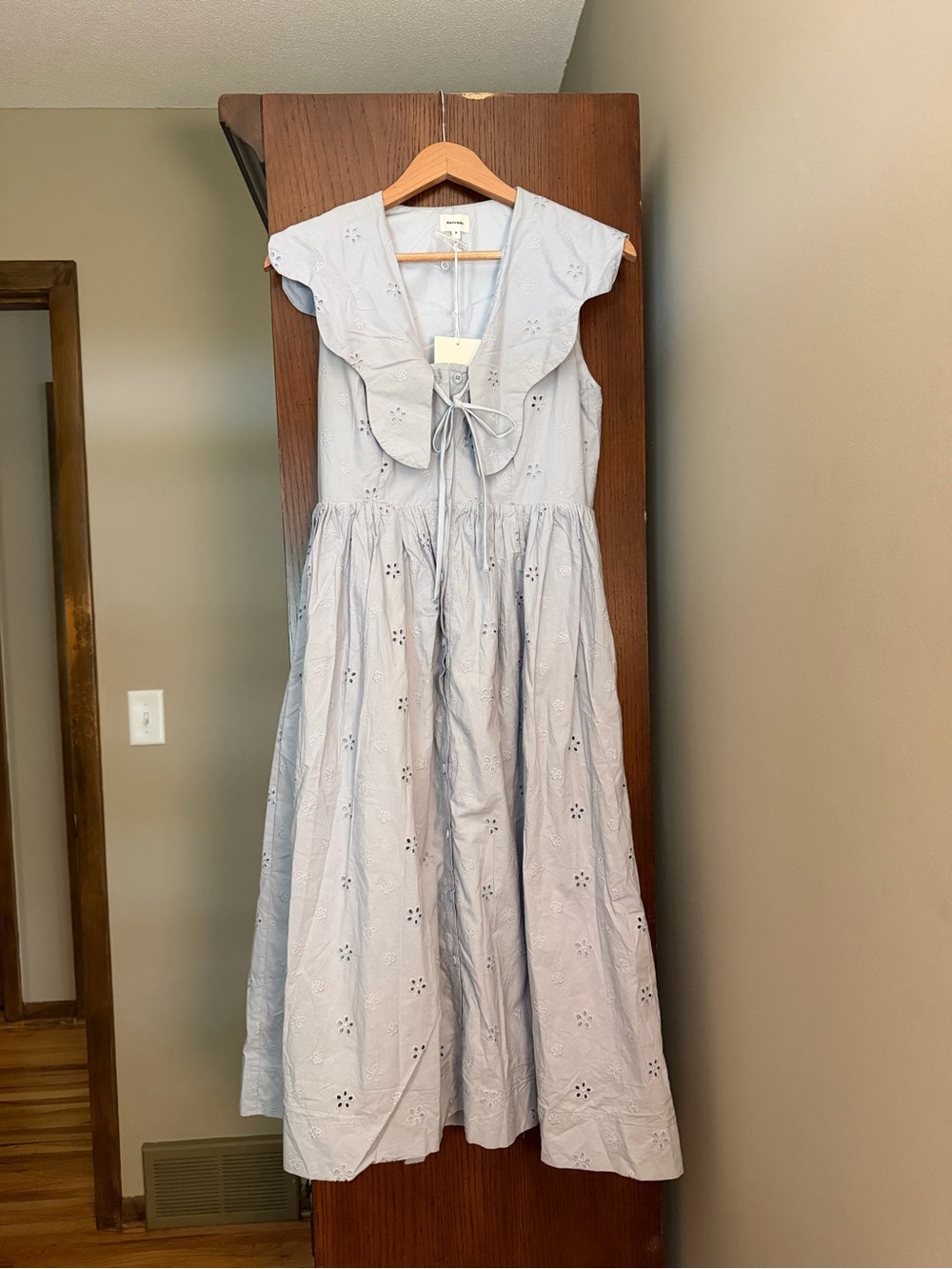 Shop Dahl Cinderella - Light Blue Eyelet Tie-Front Dress